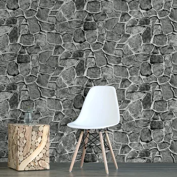 Metre Taş Duvar Kağıdı Kabuğu Ve Sopa Çıkarılabilir Kale Kulesi Rustik Kağıt Kaya Kendinden Yapışkanlı Duvar Dekorasyon Koyu Gri Kale