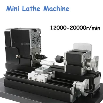 Mini Torna Makinesi 12000r / dak 110V-240V Testere Tezgahı Alanı 90 * 90mm Mini Torna Aracı Metal Plaka