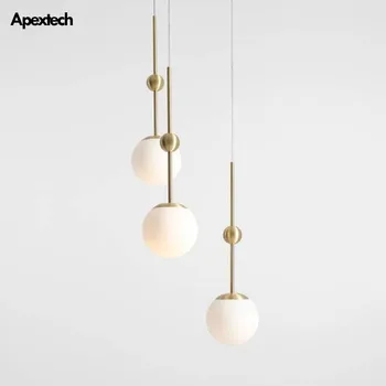 Minimalist tasarım LED kolye ışık altın Metal cam küre tavan kordon asılı lamba yemek odası mutfak süspansiyon ışıkları