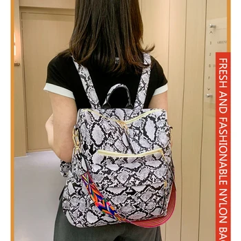 Moda Seyahat Yılan Deri Sırt Çantaları Yüksek Kaliteli kadın askılı omuz çantası Büyük Kapasiteli sırt çantası Öğrenci okul çantası