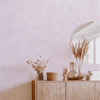 Modern basit dokunmamış pembe bej düz renk duvar kağıdı kendinden yapışkanlı oturma odası yatak odası duvar kağıdı dükkanı dekorasyon behang