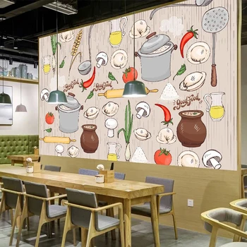 Modern El-boyalı Yemek Lezzetleri Duvar Kağıdı 3D duvar tablosu Restoran Mutfak Arka Plan Duvar Ev Dekor Posteri sanatsal fresk
