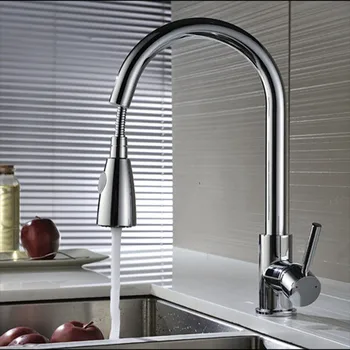 Modern Çekin mutfak spreyi musluk bataryası Havzası lavabo musluğu 360 Rotasyon Bakır Krom Karıştırma Musluk 2 Giriş Soğuk Ve Sıcak