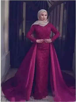 Müslüman Akşam Pageant örgün elbise kadınlar zarif 2018 Suudi Arapça Yüksek Boyun robe de soiree Balo elbisesi Anne Gelin Elbiseler