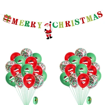 Noel Balon Seti Merry Christmas Harfler Çekme Bayrağı Noel Baba Balon Dekorasyon Noel Partisi Balonları