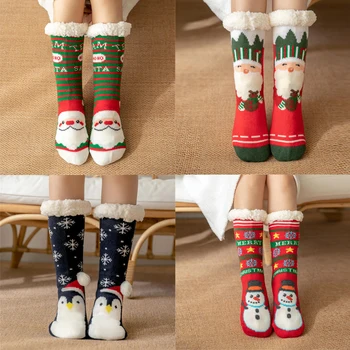 Noel Bulanık Çorap Kadın Kat Çorap Yumuşak Kadın Uyku Stok Ev Kapalı Polyester Kat Terlik Çorap Yılbaşı Hediyeleri