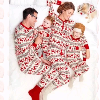 Noel Cosplay aile pijamaları Serisi Seti Noel Ebeveyn-çocuk Seti Ev Pijama Elk Baskı Uzun kollu Ebeveyn-çocuk Seti