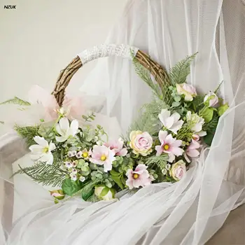 NZUK Gül Hoop Düğün Buket Taşınabilir Garland Gelin Nedime Takım Çiçek Yapay Gelin çiçek Buketi de mariage