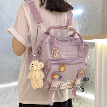Okul sırt çantası için Kadın Öğrenci Kadın Patchwork Kawaii Sırt Çantaları Mochila mini sırt çantası Küçük Sırt Çantası Tuval Genç Kız