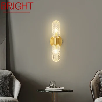 PARLAK Modern Pirinç duvar ışık LED altın bakır aplik lambası Luxuri yaratıcı dekor ev oturma odası Yatak ıçin