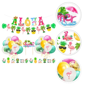 Parti Afiş Yaz Hawaii Luau Hawaii Suppliesballoons Ananas Doğum Günü Cupcake Piksdecor Süslemeleri 
