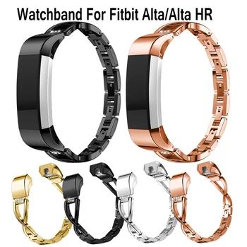 Paslanmaz çelik watchband Fitbit Alta / Alta HR akıllı saat Lüks yapay elmas kayış değiştirin bilezik Hızlı Bırakma Bileklik