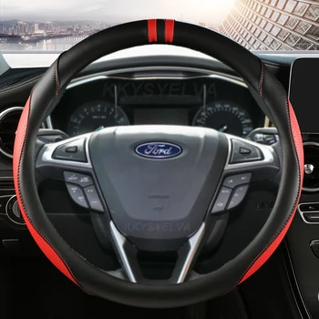 PU Deri Araba direksiyon kılıfı Ford Focus 3 İçin 2015-2018 Kuga 2016-2019 Kaçış C-MAX Ecosport 2018-2019 Oto Aksesuarları