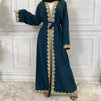 Ramazan Eid Mubarak Abaya Dantel Maxi Elbise Hırka Müslüman Arapça Başörtüsü Uzun Kaftanlar Kadın Robe Djellaba FemmeLongue İslam Namaz