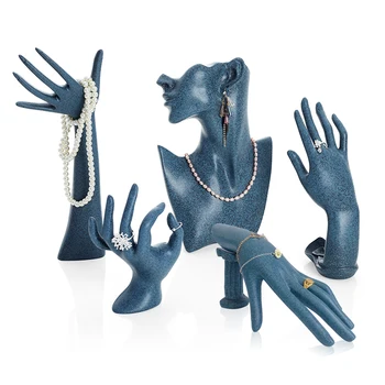 Reçine MannequinNecklace & Küpe Ekran JewelryDisplay Standı Tutucu Büstü Modeli Gösterisi Süslemeleri Sayaç Kiti