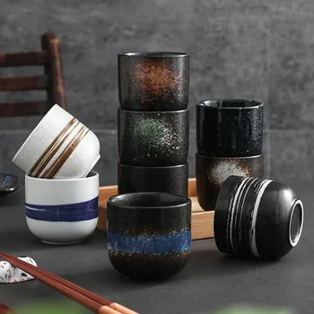 Sadelik Büyük Kapasiteli Japon Teacups Seramik Çay Bardağı El Yapımı Kung Fu Fincan Drinkware Otel Aletleri 200 ml