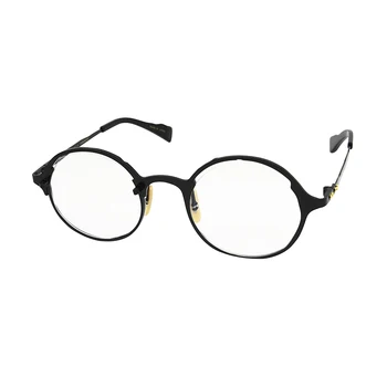 Saf Titanyum Düzensiz Çift Renk Eşleştirme Gözlük Buzlu Altın Yuvarlak Miyopi Gözlük