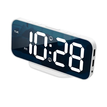 SICAK HD Çalar Saat Ayna Hafta Görüntülemek Dijital Gün Gece Modu Sınırsız Erteleme Tablo Saat 12/24H Çift Alarm/LED Saat