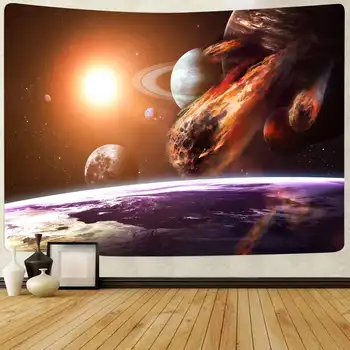 Simsant Evren Uzay Goblen Güneş Sistemi Galaxy Gezegen Sanat Duvar Asılı Halılar Oturma Odası Dekor için Afiş
