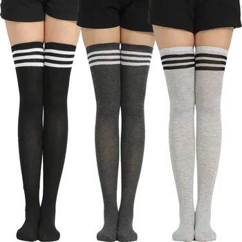 Siyah Lolita çizgili çoraplar Kadınlar Komik Yılbaşı Hediyeleri Seksi Uyluk Yüksek Naylon Uzun Çorap Sevimli Diz Üstü Çorap Kızlar için