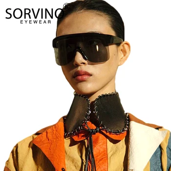 SORVINO Retro Shades Kadın Erkek Çerçevesiz Pilot Güneş Gözlüğü Lüks Marka Tasarımcısı Boy Ayna Visor Kalkanı güneş gözlüğü P331