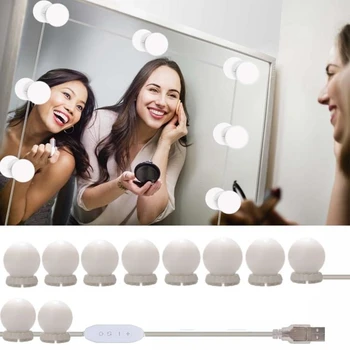 Tarzı LED Hollywood Ayna Işık Makyaj Ayna USB Kozmetik Lamba 10 makyaj Seti 3 Ampuller Renk Aydınlatma Güzellik Soyunma