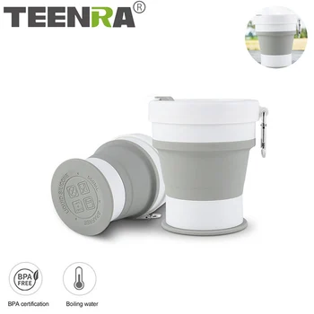 TEENRA 550ML Silikon Katlanabilir Kahve Fincanı Geri Çekilebilir Seyahat Çay Fincanı Taşınabilir Silikon Kupa Açık Spor Su Bardağı