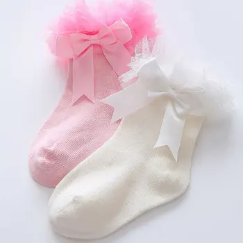 Toddler Bebek çorap Kız Çocuklar Prenses İlmek Dantel Çiçek Kısa Çorap Pamuk Fırfır Fırfırlı Trim Ayak Bileği Çorap