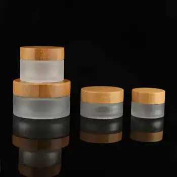 Toptan Özelleştirilmiş Yüz Kremi Dudak parlatıcı konteynerler Kavanoz Bambu Kapaklı Cilt Bakımı İçin Göz Kremi CBD Kenevir Krem Cam Ambalaj