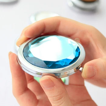 TY359 Kristal Metal cep aynası Makyaj Kat Yuvarlak Kristal Kompakt Ayna Taşınabilir Sevimli Kişiselleştirilmiş Hediyeler