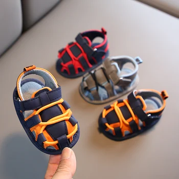 VALEN SİNA 2021 Yeni Çocuk Yenidoğan Bebek Erkek Moda Yaz Yumuşak Beşik Ayakkabı İlk Yürüteç Anti Kayma Baotou Sandalet Ayakkabı