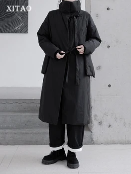 XITAO Siyah Bağlama Kayışı Parkas Rahat Moda Standı Yaka Gevşek Kadın Kış Yeni Sıcak Tutmak Sadelik Büyük Cep Ceket SMH1337