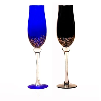 Yaratıcı vitray şarap bardağı ev dekor Renkli cam şampanya bardakları