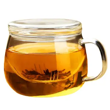 Yaratıcı Şeffaf Cam çay bardağı Klasik ısıya Dayanıklı Cam cam kupa Çay cam kupa Kahve kapaklı kupa İçme Kapları