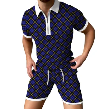 Yaz Streetwear POLO GÖMLEK erkek Setleri Rahat 3D Dijital Baskı Spor Polo Erkek Şort T Shirt Homme Giyim Poleras Hombre