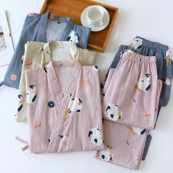 Yaz Yeni Pijama Set Rahat Pamuk Loungewear Kadın Pijama 2 ADET Gömlek ve Pantolon Baskı Pijama Iç Çamaşırı Yumuşak Ev Giysileri