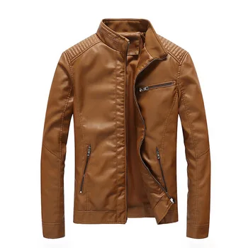 Yeni Bahar Sonbahar erkek Deri Ceketler Standı Yaka Motosiklet Pu Casual Slim Fit Coat Dış Giyim Drop Shipping B01482