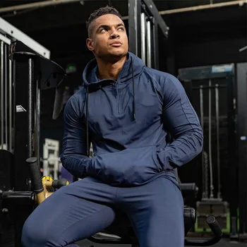 Yeni Erkek Sıska Hoodies Tişörtü Sonbahar Erkek Spor Salonları Spor Vücut Geliştirme Joggers Spor Rahat Moda Pamuk fermuarlı ceket