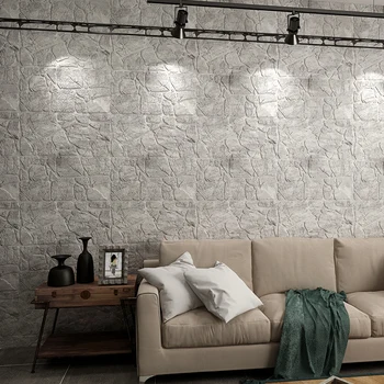 Yeni Kendinden yapışkanlı 3D duvar çıkartmaları Dekoratif Yatak Odası Başucu Oturma Toom TV Arka Plan duvar kağıdı Su Geçirmez Taş Duvar Kağıdı