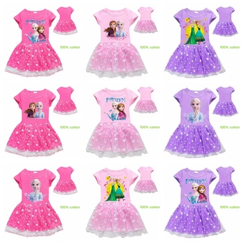 Yeni Kızlar Yaz Elbiseler Rahat Dondurulmuş Elsa Anna Pamuk Moda Giysileri Çocuklar Bebek Prenses Elbise Karikatür Disney Yürümeye Başlayan Çocuk Kostümleri