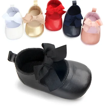 Yeni Yürümeye Başlayan Bebek Kız Yumuşak PU Prenses Ayakkabı Yay Bandaj Bebek Prewalker Yenidoğan Bebek Ayakkabıları