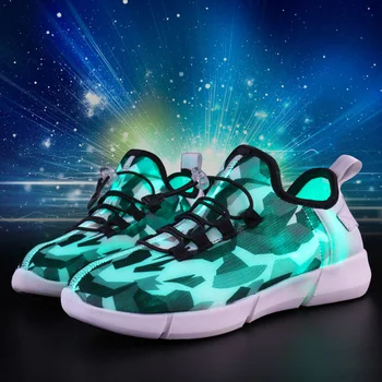 Yüksek Kaliteli Fiber Optik USB yeniden şarj edilebilir Kızdırma Ayakkabı Erkek Kız Ayakkabı Hafif koşu ayakkabıları led ışık Yaz Ayakkabı