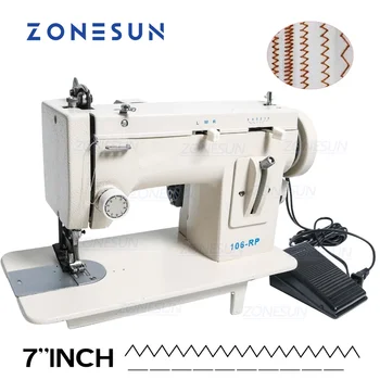ZONESUN 106-RP Ev dikiş makinesi Kürk Deri Düştü Giysileri Kalın Dikiş Aracı Kalın Kumaş Malzeme Ters ZİG ZAG Dikiş