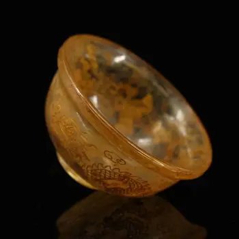 Çin Antik Tibet eski kristal el oyma ejderha phoenix Sunan Su Kase
