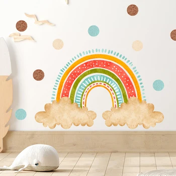çocuk odası dekorasyon 3d gökkuşağı nokta duvar sticker ev dekor boho duvar sanatı çıkartması oturma odası