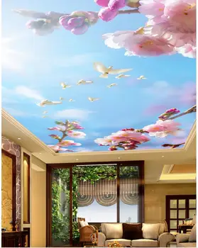 Özel 3d duvar kağıdı Güzel şeftali gökyüzü tavan Manzara duvar kağıdı duvar resimleri tavanlar Ev Dekorasyon