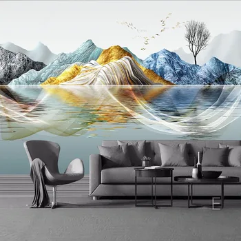 Özel 3D Duvar Kağıdı Soyut Sanatsal Anlayışı Mürekkep Manzara Arka Plan Fotoğraf Duvar Resimleri Restoran Oturma Odası TV duvar kağıdı
