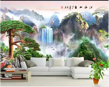 Özel duvar 3d fotoğraf duvar kağıdı Çin tarzı dağ manzara büyük ağaçlar ile ev dekor oturma odası duvar kağıdı duvarlar için 3 d