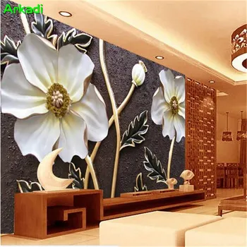 Özel Duvar Modern Çin Kabartmalı Atmosfer Büyük Çiçek Oturma Odası Kanepe Video Arka Plan duvar kağıdı Yatak Odası Duvar Kağıdı 3d