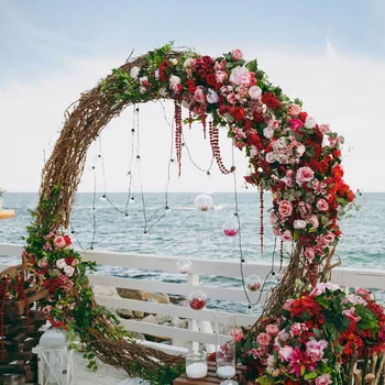 Özelleştirilmiş 210/170/130cm yapay çiçek metal düğün kemer standı dekor için parti düğün zemin demir kemer + çiçek seti